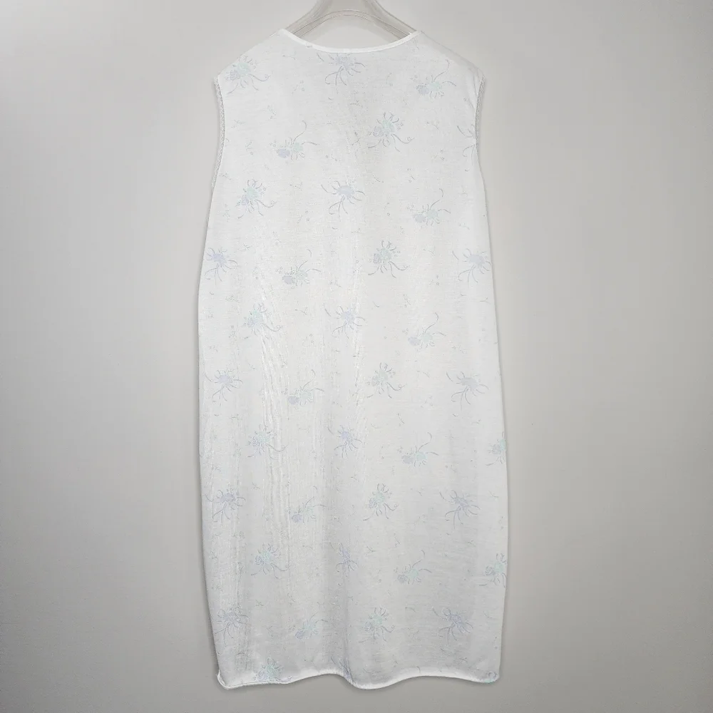 Vintage Granny Nighty Baby Blue Floral White Lace‎ Trim Nightgown - Picture 6 of 6
